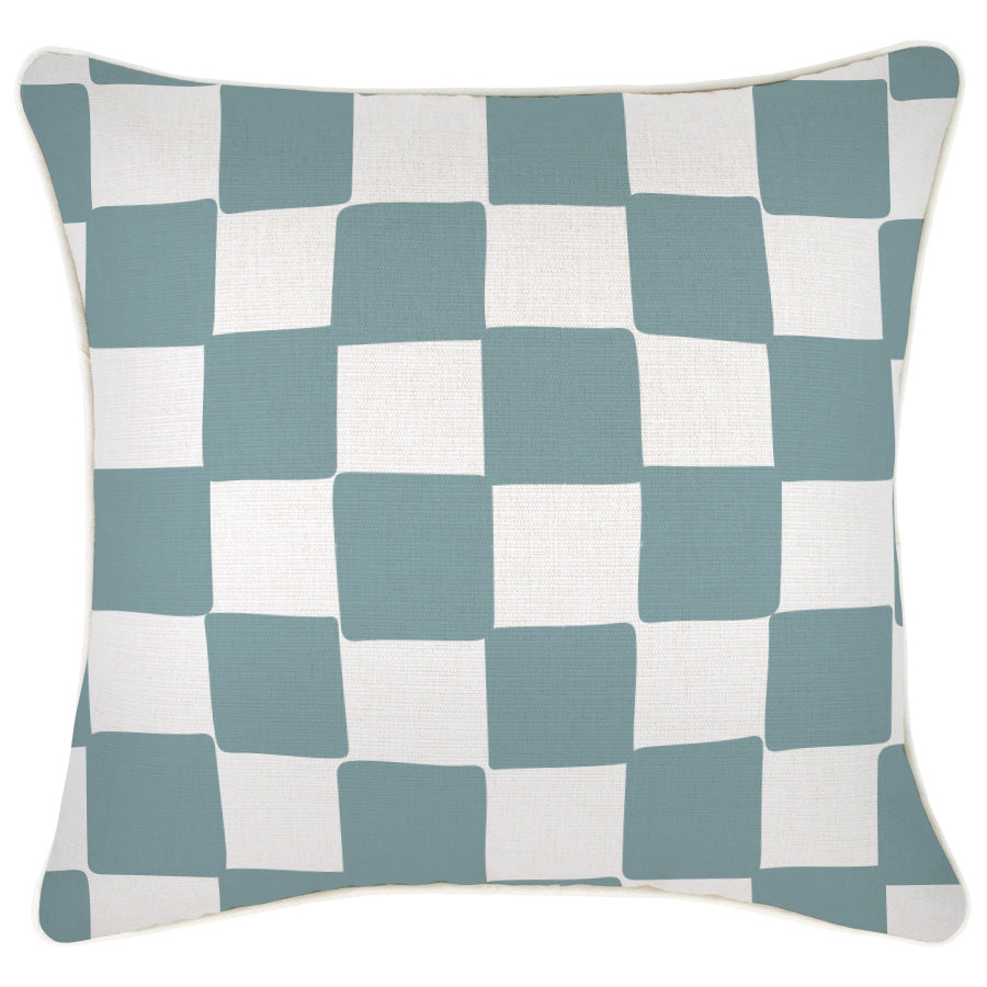 Cushion Cover-With Piping-Check Blue-45cm x 45cm-5