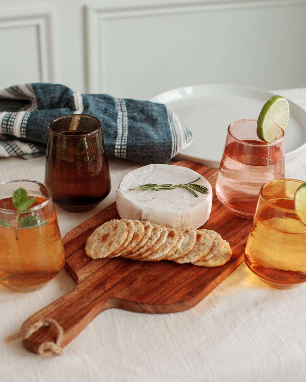Pair of Hammered Glass Stemless Tumblers