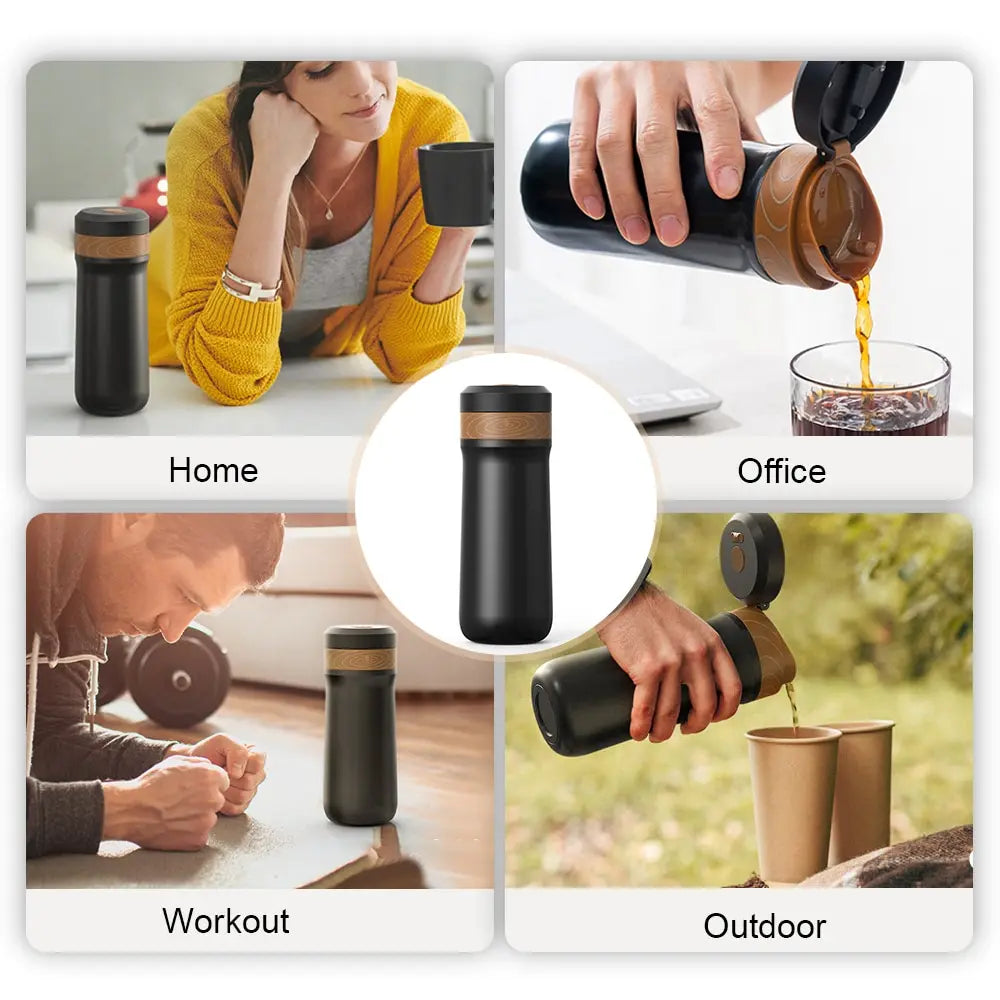 French Press Coffee Maker 2-Layer Filter Mesh Double Walled Stainless Steel